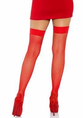 Leg Avenue Fishnet Thigh Highs With Bow OS Red