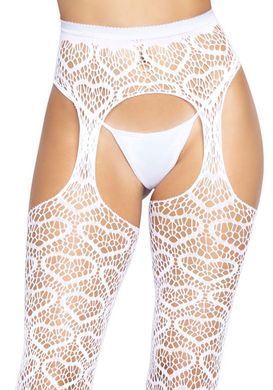 Leg Avenue Heart net suspender hose OS White