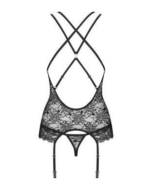 Комплект корсет з трусиками Obsessive 860-COR-1 чорний, S/M