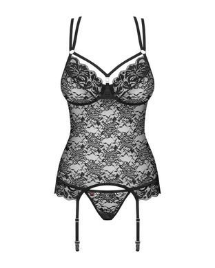 Комплект корсет з трусиками Obsessive 860-COR-1 чорний, S/M