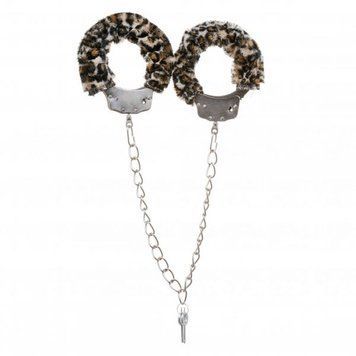 Поножі метал з хутром DS Fetish Metal, Leopard