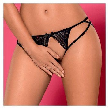 Стринги с интимным вырезом черный Obsessive Picantina L/XL