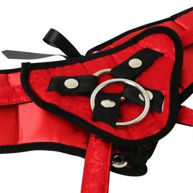 Трусы для страпона Sportsheets - SizePlus Red Lace Satin Corsette, с корсетной утяжкой, ульракомфорт, Красный