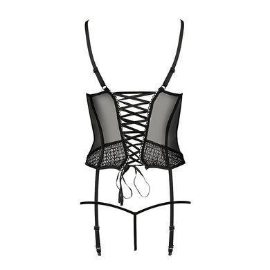 (SALE) Корсет з пажами PERDITA CORSET black L/XL - Passion Exclusive, стрепи, трусики, укорочений