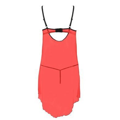 Прозрачный пеньюар с открытой грудью CHERRY CHEMISE red XXL/XXXL - Passion Exclusive, трусики
