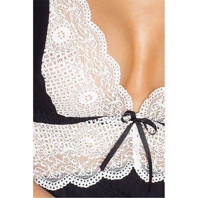 (SALE) Сорочка приталенная CAMILLE CHEMISE black 4XL/5XL - Passion, трусики, Черный