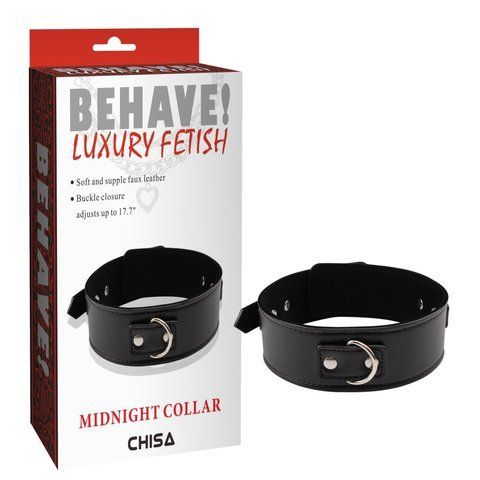 CH97542 нашийник Behave Luxury Fetish Midnight collar Chisa, Черный