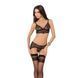 Комплект білизни VELIA SET black XXL/XXXL - Passion Exclusive: напівпрозорий ліф, трусики-пояс, Черный