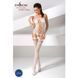 Бодистокинг Passion BS054 white, комбинезон, имитация чулок, открытый животик, Белый