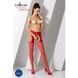 Эротические колготки-бодистокинг Passion S006 red, имитация чулок в крупную сетку и пояса, Красный