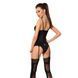 Корсет Gisele Corset black L/XL &mdash; Passion Exclusive: с вырезом на животике, вставки из бело-синего к, Черный