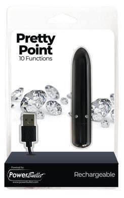 Вибропуля PowerBullet - Pretty Point Rechargeable Bullet Black, Черный