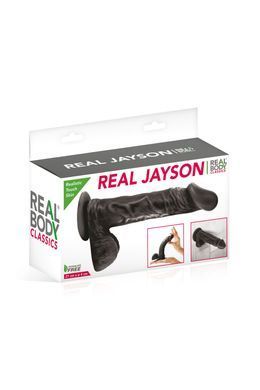 Фалоімітатор на присосці Real Body &mdash; Real Jayson Black, TPE, діаметр 4 см