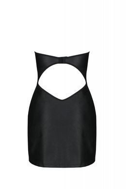 Мини-платье из экокожи Passion Celine Chemise 6XL/7XL black, шнуровка, трусики в комплекте