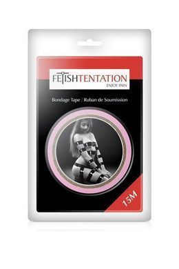 Скотч для бондажа Fetish Tentation Rose (15 м), не липнет к коже и волоскам, только сам к себе, Розовый