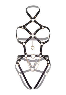 Leg Avenue Heart ring harness teddy Black M