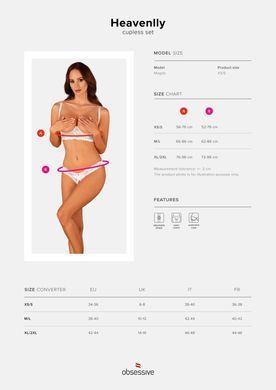 Еротичний комплект Obsessive Heavenlly 2-pcs cupless set XL/2XL, відкриті груди, з доступом
