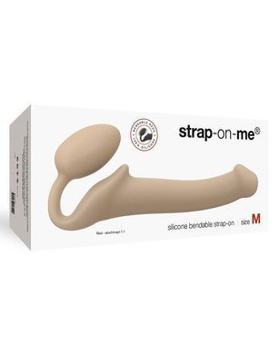 Безремневой страпон Strap-On-Me Flesh M, полностью регулируемый, диаметр 3,3см, Телесный
