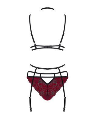 411010 Комплект мереживний з поясом для панчох Obsessive Sugestina 3-pcs set L/XL