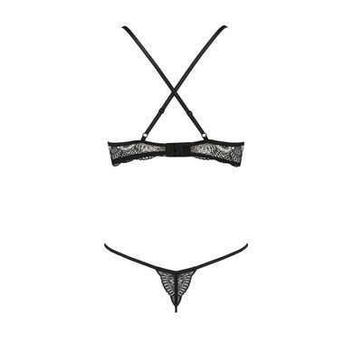 Комплект белья QUENTRIS BIKINI black S/M - Passion Exclusive, стринги и полуоткрытый лиф