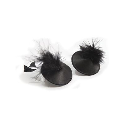 Пестіс - стикини Bijoux Indiscrets Burlesque pasties FEATHER, з пір'ям, Черный