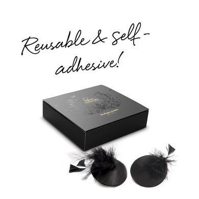 Пестіс - стикини Bijoux Indiscrets Burlesque pasties FEATHER, з пір'ям, Черный