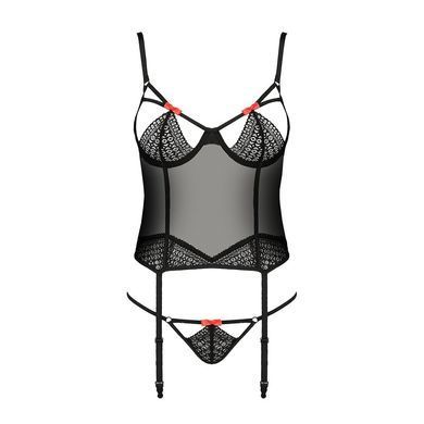 (SALE) Корсет з пажами PERDITA CORSET black XXL/XXXL - Passion Exclusive стрепи, трусики, укорочений