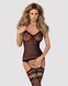 Бодистокинг Obsessive Bodystocking F214 black S/M/L, имитация корсета и чулок на подвязках