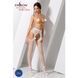 Эротические колготки-бодистокинг Passion S006 white, имитация чулок в крупную сетку и пояса, Белый