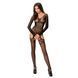 Бодистокинг Passion BS055 black, комбинезон, имитация чулок и пояса, длинный рукав, закрытое плечо, Черный