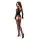 Бодистокинг Passion BS055 black, комбинезон, имитация чулок и пояса, длинный рукав, закрытое плечо, Черный