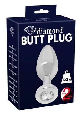 Анальна пробка з каменем You2Toys Jewel Buttplug, срібляста, Small