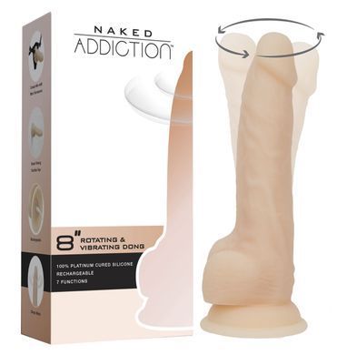 Фаллоимитатор с вибрацией и ротацией Naked ADDICTION James 8&Prime; Rotating & Vibrating Dong, пульт ДУ