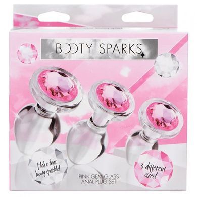 Набір анальних пробок Pink Gem Glass Anal Plug Set зі скла
