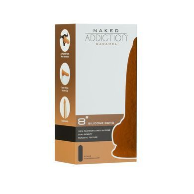 Фалоімітатор ADDICTION Dual Density Silicone Dildo Caramel 8&Prime;, присоска, діаметр 4,3 см, віброкуля в
