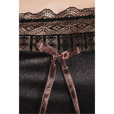 (SALE) Сорочка приталена EVANE CHEMISE black 4XL/5XL - Passion, трусики, з мереживом, Черный