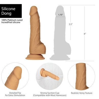 Фалоімітатор ADDICTION Dual Density Silicone Dildo Caramel 8&Prime;, присоска, діаметр 4,3 см, віброкуля в