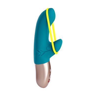 Минивибратор-кролик со стимулирующей лентой Fun Factory AMORINO petrol/neon yellow, съемная лента