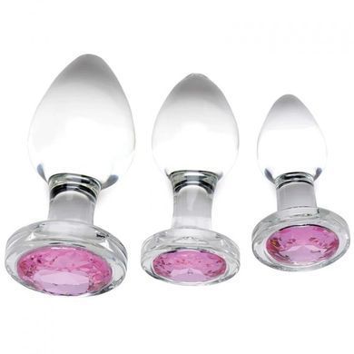 Набір анальних пробок Pink Gem Glass Anal Plug Set зі скла