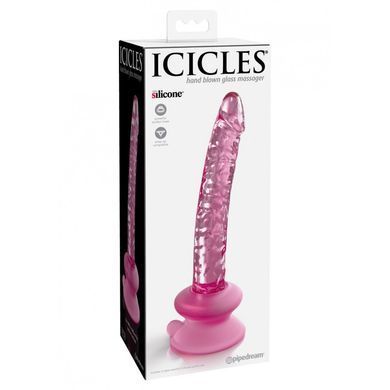 Фалоімітатор скляний з присоскою Pipedream Icicles рожевий
