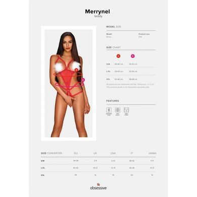 410981 Комплект-боді Obsessive Merrynel set S/M Червоний