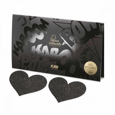Украшение для грудей Flash - Heart Black Bijoux Indiscrets