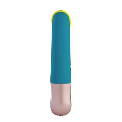 Минивибратор-кролик со стимулирующей лентой Fun Factory AMORINO petrol/neon yellow, съемная лента