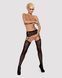 Чулки-стокинги с растительным рисунком Obsessive Garter stockings S206 black S/M/L черные, имитация