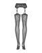 Чулки-стокинги с растительным рисунком Obsessive Garter stockings S206 black S/M/L черные, имитация