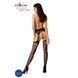 Эротические колготки-бодистокинг Passion S020 black, имитация ажурных чулок с высоким поясом, Черный