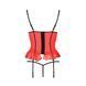 Корсет с открытой грудью CHERRY CORSET red S/M - Passion Exclusive, трусики, пажи, стрэпы, оборочки
