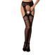 Эротические колготки-бодистокинг Passion S020 black, имитация ажурных чулок с высоким поясом, Черный