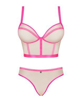 411071 Комплект Obsessive Nudelia top & panties pink L/XL