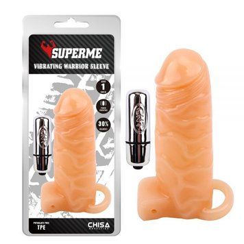 CH14591 Насадка&nbsp;с&nbsp;вибро&nbsp;беж&nbsp;Chisa&nbsp;Superme&nbsp;Vibrating&nbsp;Warrior&nbsp;Sleeve